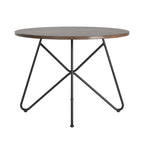 Walnut & Black Iron Round Dining Table Set, Seats up to 5