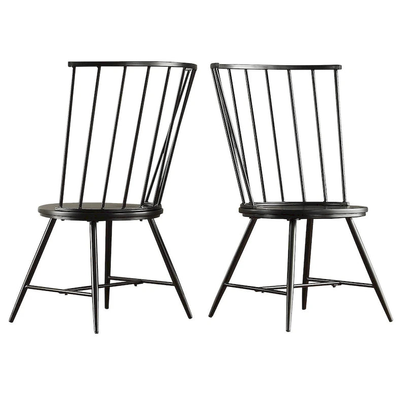 Walnut & Black Iron Round Dining Table Set, Seats up to 5