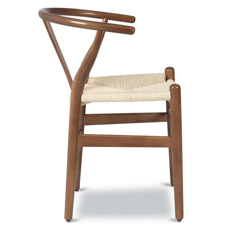 Solid Wood Rope Woven Accent Chair, Single – Natural / Black / Walnut / White