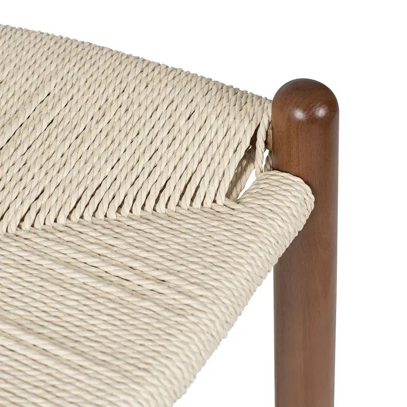 Solid Wood Rope Woven Accent Chair, Single – Natural / Black / Walnut / White