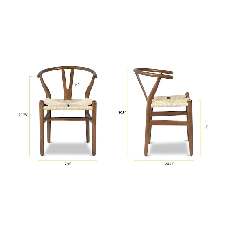 Solid Wood Rope Woven Accent Chair, Single – Natural / Black / Walnut / White