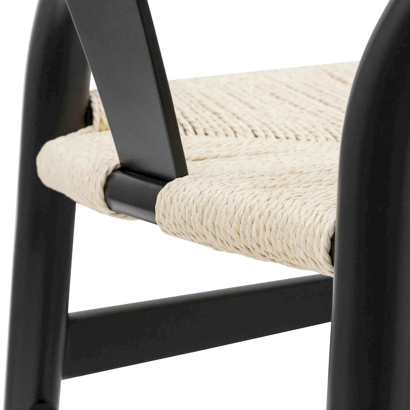 Solid Wood Rope Woven Accent Chair, Single – Natural / Black / Walnut / White