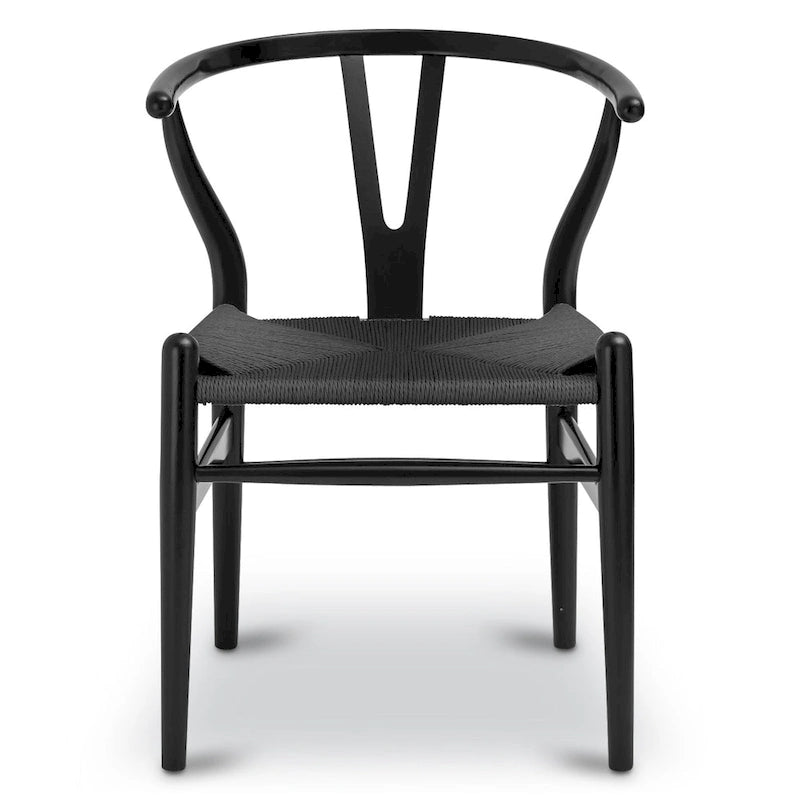Solid Wood Rope Woven Accent Chair, Single – Natural / Black / Walnut / White