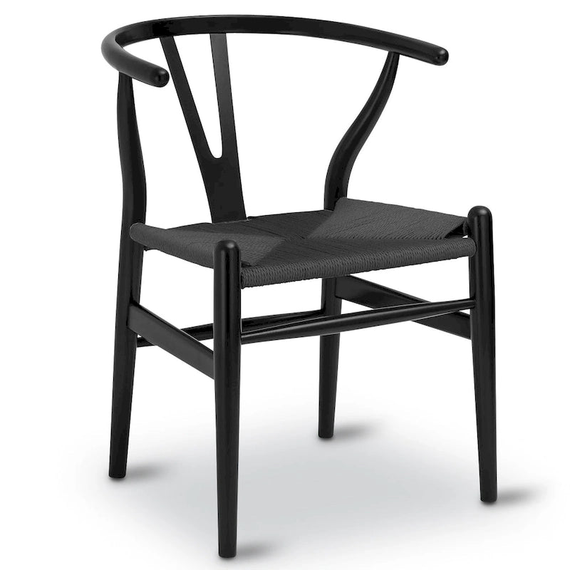 Solid Wood Rope Woven Accent Chair, Single – Natural / Black / Walnut / White