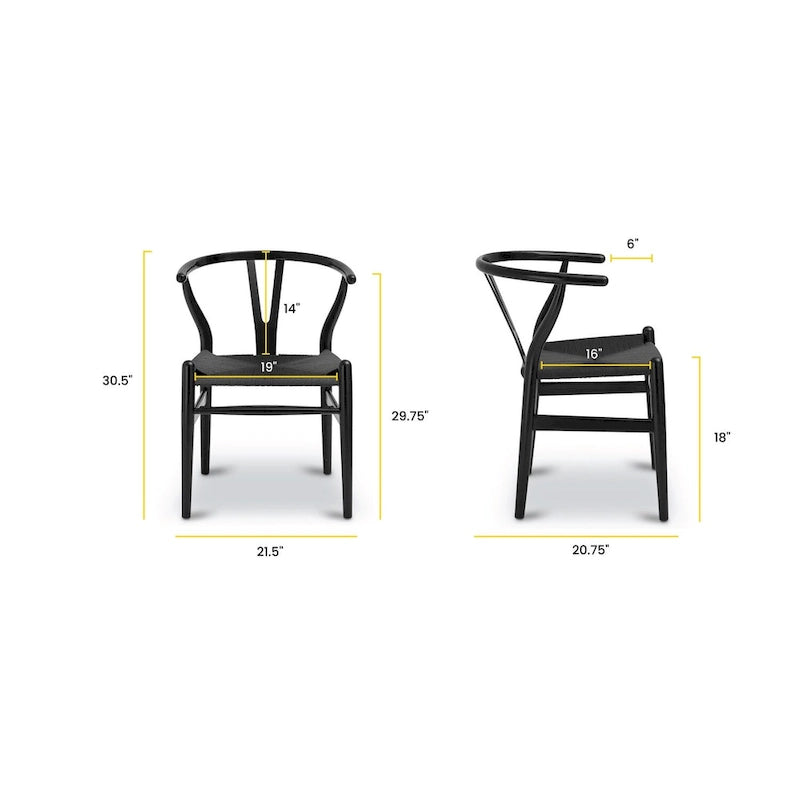 Solid Wood Rope Woven Accent Chair, Single – Natural / Black / Walnut / White