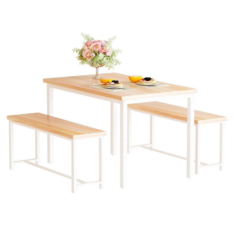 Black/Natural/Rustic Brown Industrial Style 3-Piece Dining Table Set for 4