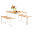 Black/Natural/Rustic Brown Industrial Style 3-Piece Dining Table Set for 4