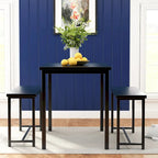 Black/Natural/Rustic Brown Industrial Style 3-Piece Dining Table Set for 4