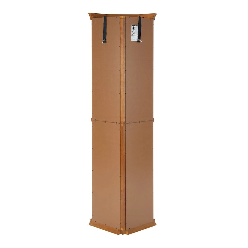 Cherry & Oak Corner Curio Cabinet with Light, Mirrored Back & Tempered Glass Shelves