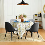 Grey Dining Side Chair, PU Leather & Fabric, Set of 4