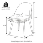 Grey Dining Side Chair, PU Leather & Fabric, Set of 4