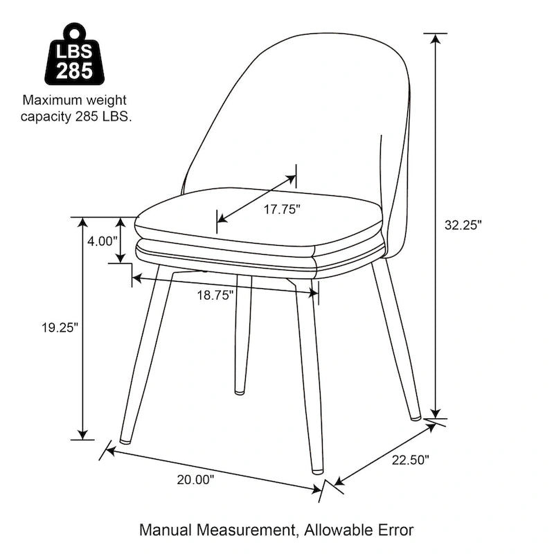 Grey Dining Side Chair, PU Leather & Fabric, Set of 4