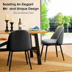 Grey Dining Side Chair, PU Leather & Fabric, Set of 4