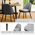 Grey Dining Side Chair, PU Leather & Fabric, Set of 4