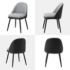 Grey Dining Side Chair, PU Leather & Fabric, Set of 4