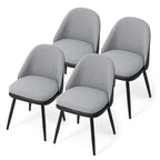 Grey Dining Side Chair, PU Leather & Fabric, Set of 4