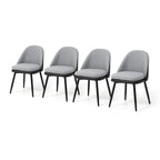 Grey Dining Side Chair, PU Leather & Fabric, Set of 4