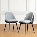 Grey Dining Side Chair, PU Leather & Fabric, Set of 4
