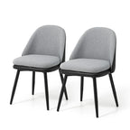Grey Dining Side Chair, PU Leather & Fabric, Set of 4