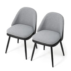 Grey Dining Side Chair, PU Leather & Fabric, Set of 4