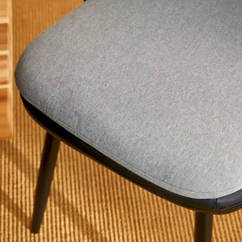 Grey Dining Side Chair, PU Leather & Fabric, Set of 4