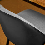 Grey Dining Side Chair, PU Leather & Fabric, Set of 4
