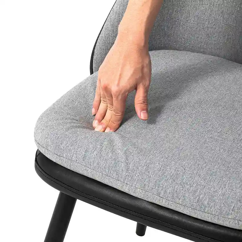 Grey Dining Side Chair, PU Leather & Fabric, Set of 4