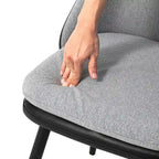 Grey Dining Side Chair, PU Leather & Fabric, Set of 4