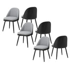Grey Dining Side Chair, PU Leather & Fabric, Set of 4