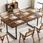 Black Brown Extendable Dining Table, Rectangular, Seats 6–8