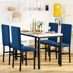 White/Blue & White/Grey 5-Piece Dining Set, Faux Marble Top, Seats 4