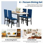 White/Blue & White/Grey 5-Piece Dining Set, Faux Marble Top, Seats 4