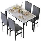 White/Blue & White/Grey 5-Piece Dining Set, Faux Marble Top, Seats 4