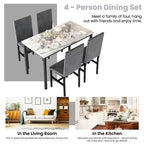 White/Blue & White/Grey 5-Piece Dining Set, Faux Marble Top, Seats 4