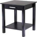 Espresso Wood Finish End Table, 20.5"W x 20.5"D x 31.1"H, 1-Person