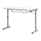 White, Single-Person Portable Folding Sewing & Craft Table with Wheels