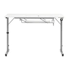 White, Single-Person Portable Folding Sewing & Craft Table with Wheels