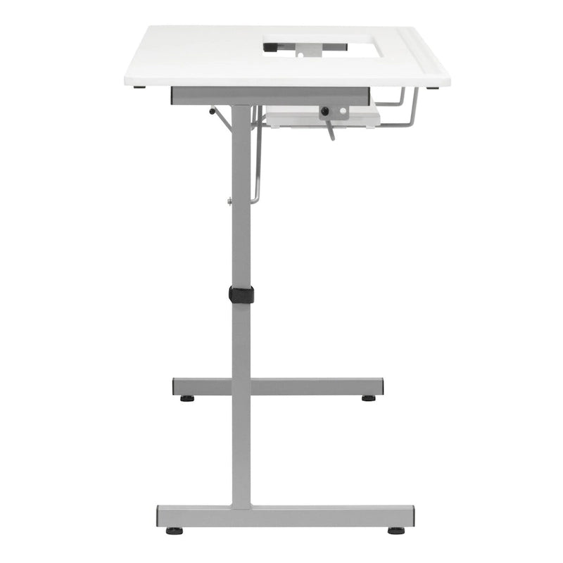 White, Single-Person Portable Folding Sewing & Craft Table with Wheels