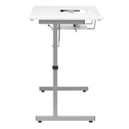 White, Single-Person Portable Folding Sewing & Craft Table with Wheels
