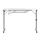 White, Single-Person Portable Folding Sewing & Craft Table with Wheels