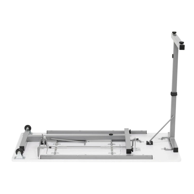 White, Single-Person Portable Folding Sewing & Craft Table with Wheels