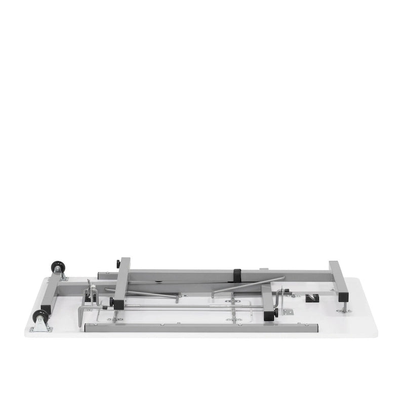 White, Single-Person Portable Folding Sewing & Craft Table with Wheels