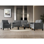 Champagne / Light Blue / Brown / Red / Grey / Black Corduroy Velvet Mid-Century Modern 3-Seat Sofa Set