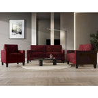 Champagne / Light Blue / Brown / Red / Grey / Black Corduroy Velvet Mid-Century Modern 3-Seat Sofa Set