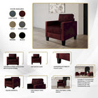 Champagne / Light Blue / Brown / Red / Grey / Black Corduroy Velvet Mid-Century Modern 3-Seat Sofa Set