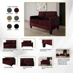 Champagne / Light Blue / Brown / Red / Grey / Black Corduroy Velvet Mid-Century Modern 3-Seat Sofa Set