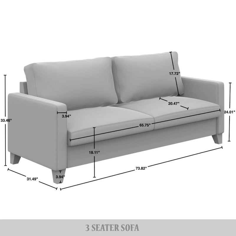Champagne / Light Blue / Brown / Red / Grey / Black Corduroy Velvet Mid-Century Modern 3-Seat Sofa Set