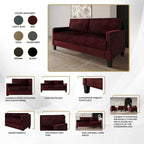 Champagne / Light Blue / Brown / Red / Grey / Black Corduroy Velvet Mid-Century Modern 3-Seat Sofa Set