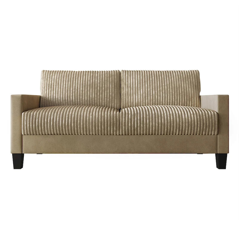 Champagne / Light Blue / Brown / Red / Grey / Black Corduroy Velvet Mid-Century Modern 3-Seat Sofa Set