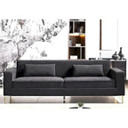 Velvet 3-Seater Sofa, 85.8", Modern Style – Black / Green / Blue / Beige / Grey